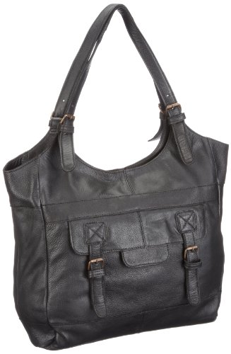 PIECES DANA LEATHER BAG AU11 17033466, Damen Henkeltaschen, Schwarz (BLACK), 30 * 30 * 30 cm (B x H x T) von PIECES