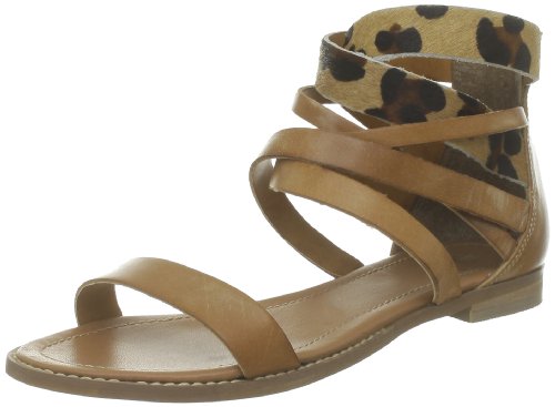 PIECES Damen Connie Leather Sandal Zip Römersandalen, Braun (Cognac.) von PIECES