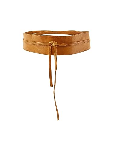 PIECES Damen Gürtel VIBS LEATHER TIE WAIST BELT, Einfarbig, Gr. 75 cm (Herstellergröße: 75), Braun (Cognac) von PIECES