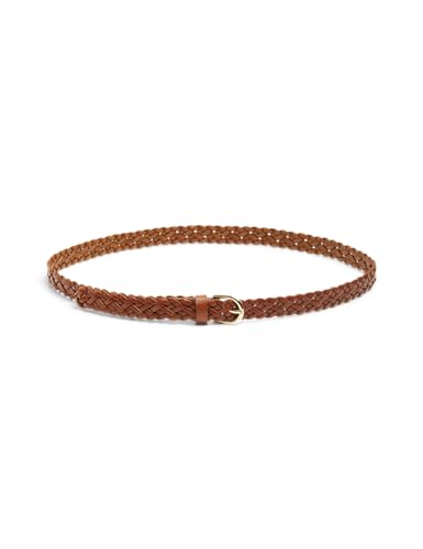 PIECES Pcavery Leather Braided Slim Belt Noos,Cognac,80 von PIECES