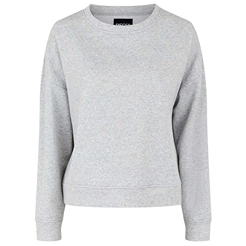 PIECES Damen Pcchilli Ls Noos Bc Sweatshirt, Light Grey Melange, XXL EU von PIECES