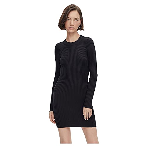 PIECES Damen PCCRISTA LS O-Neck Knit Dress NOOS 17115048, Black, S von PIECES