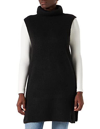 PIECES Damen PCELLEN Rollneck Long Knit Vest NOOS BC Pullunder, Black, S von PIECES