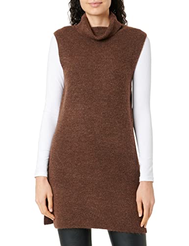 PIECES Damen Pcellen Rollneck Long Knit Vest Noos Bc, Chicory Coffee, XS von PIECES