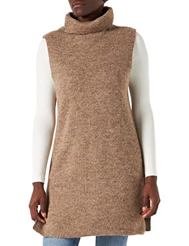 PIECES Damen Pcellen Rollneck Long Knit Vest Noos Bc, Fossil, L von PIECES