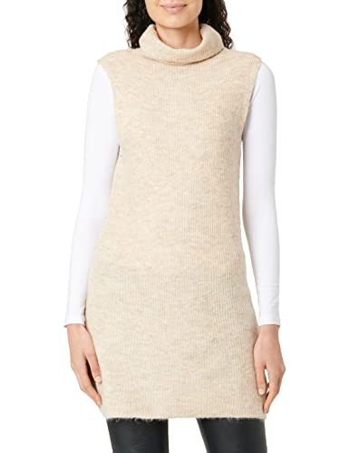 PIECES Damen Pcellen Rollneck Long Knit Vest Noos Bc, White Pepper, XS von PIECES