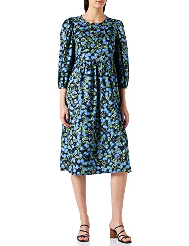 PIECES Damen Pcjessi 3/4 Midi Dress D2d, Black/Aop:blueberries, XS von PIECES