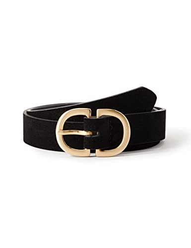 PIECES Damen Pcjuva Suede Jeans Belt Noos G rtel, Black/Detail:w Brushed Gold Buckle, 75 EU von PIECES