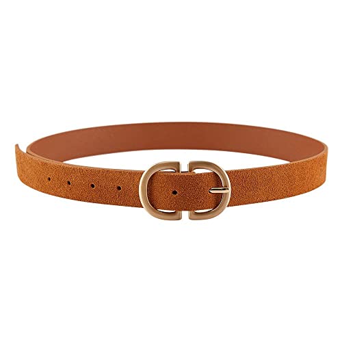 PIECES Damen Pcjuva Suede Jeans Belt Noos, Cognac/Detail:w Brushed Gold Buckle, 75 von PIECES