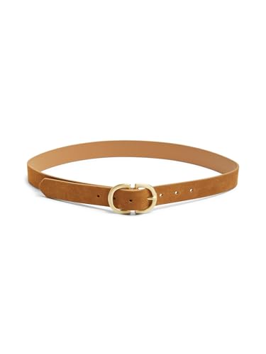 PIECES Damen Pcjuva Suede Jeans Belt Noos, Cognac/Detail:w Brushed Gold Buckle, 75 von PIECES