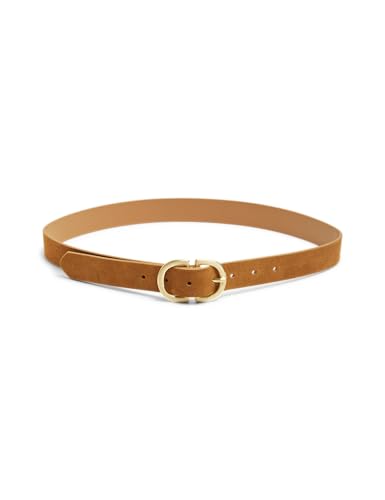 PIECES Damen Pcjuva Suede Jeans Belt Noos, Cognac/Detail:w Brushed Gold Buckle, 95 von PIECES