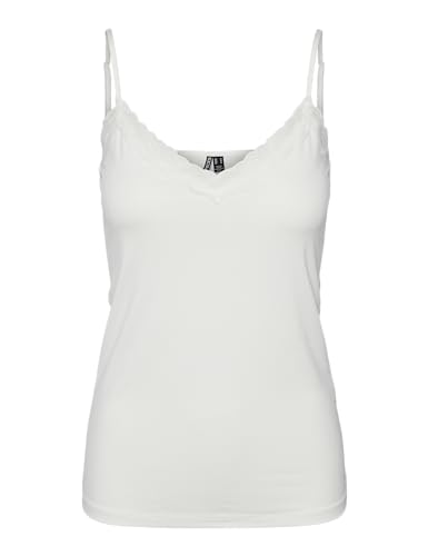 PIECES Damen Pckate Lace Singlet Noos, Cloud Dancer, M von PIECES