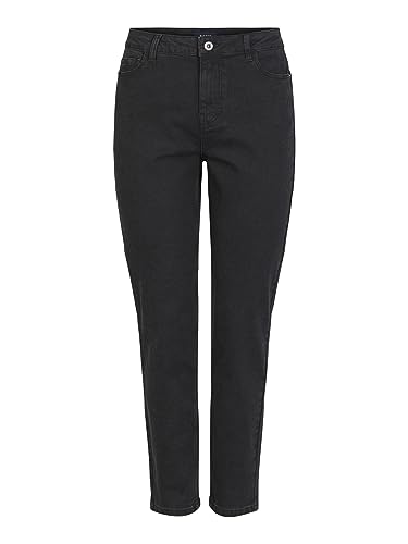 PIECES Damen Pckesia Mom Hw ANK JNS Bl640-vi Noos Bc Jeans, Black Denim, XL EU von PIECES