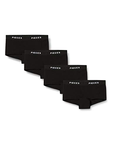 PIECES Damen Pclogo Lady 4 Pack Solid Noos, Schwarz, XS von PIECES