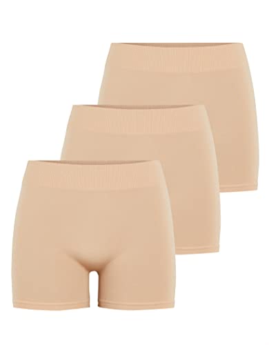 PIECES Damen PCLONDON Mini Shorts 3 Pack, Nature/3 Pack with Nature, M/L von PIECES