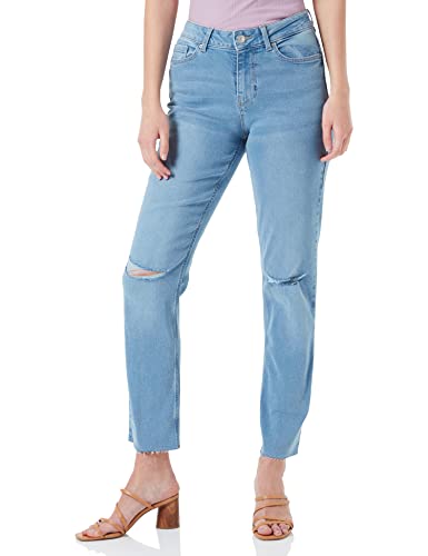 PIECES Damen Pcluna Straight Mw ANK DST Mb391 Noos Bc, Medium Blue Denim, 33W / 30L von PIECES