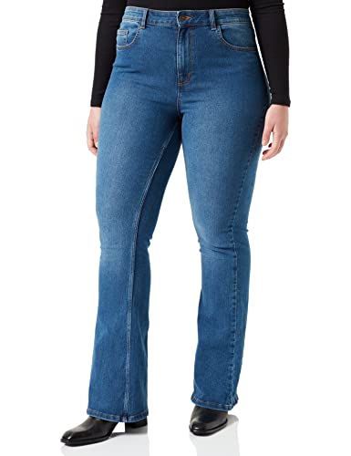 PIECES Damen Pcpeggy Flared Hw Jeans Mb Noos Bc, Medium Blue Denim, XS von PIECES