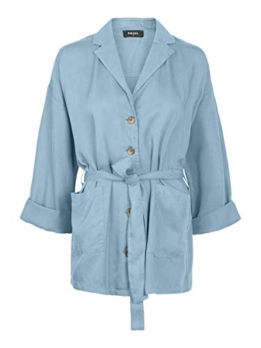 Pieces Damen PCWHY MOA 3/4 Lyocell Jacket-BI BC Übergangsjacke, Light Blue Denim, M von PIECES