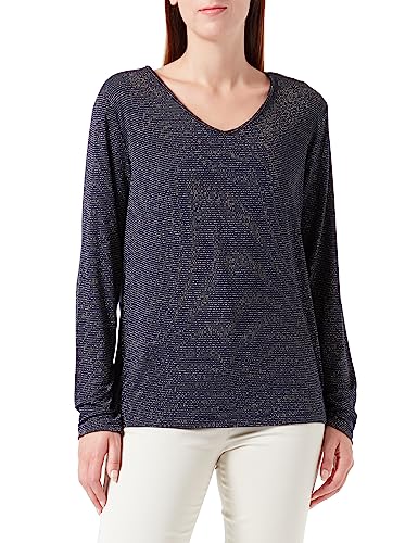 PIECES Damen Pcbillo V-Neck Lurex Stripes Noos Qx Langarmshirt, Sky Captain/Stripes:Gold, 48-50 Große Größen EU von PIECES
