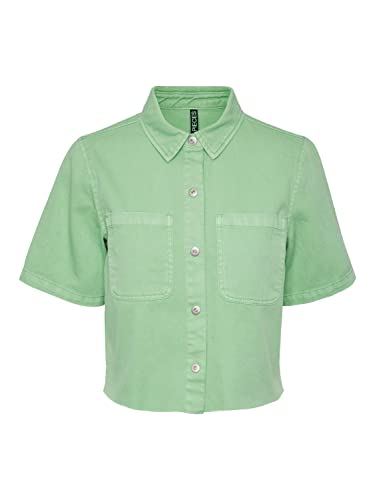 PIECES Damen Pcblume Ss Shirt Bc, Absinthe Green, XS von PIECES