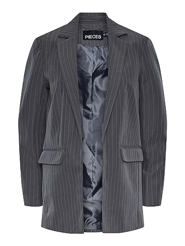 PIECES Damen Pcbossy Ls Loose Striped Blazer Noos, Magnet/AOP:Pinstripe, L von PIECES