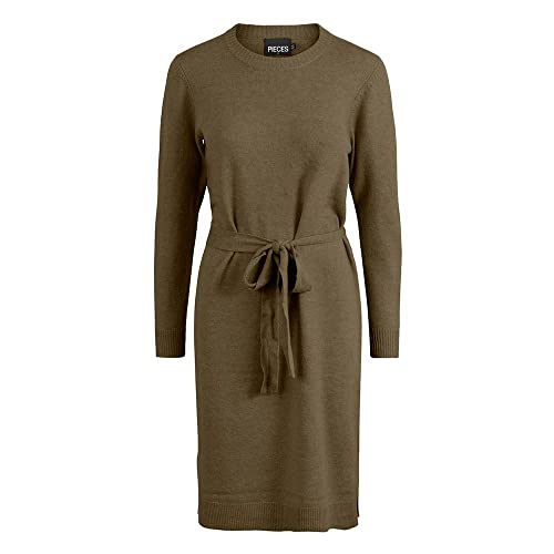 PIECES Damen Pccava O-Neck Knit Dress Noos Bc Kleid, Dark Olive, L EU von PIECES