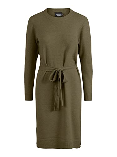 PIECES Damen Pccava O-Neck Knit Dress Noos Bc Kleid, Dark Olive, XL EU von PIECES