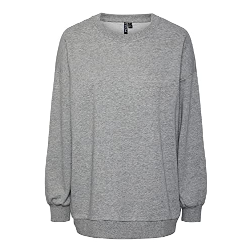 PIECES Damen Pcchilli Summer Ls Oversize Noos Sweatshirt, Light Grey Melange, M EU von PIECES