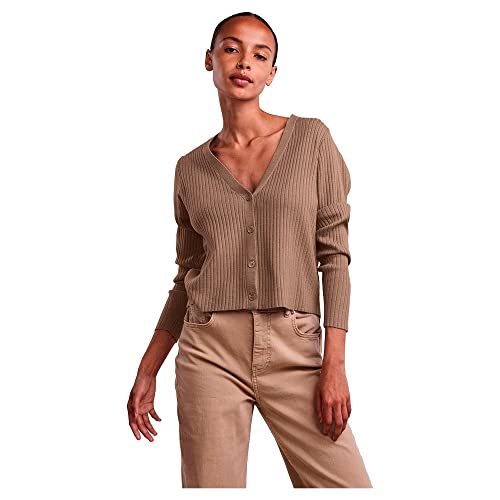 PIECES Damen Pccrista Ls Knit Cardigan Noos Bc Srickjacke, Fossil,S von PIECES