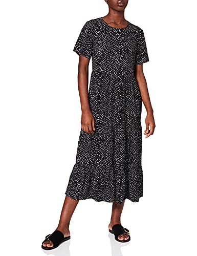 PIECES Damen Pcelle Ss Midi Dress Bc, Black/Aop:dots, S von PIECES