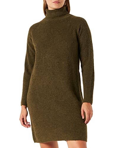 PIECES Damen Pcellen Ls High Neck Knit Dress Noos Bc, Dark Olive,L von PIECES