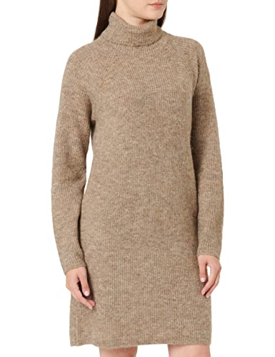 PIECES Damen Pcellen Ls High Neck Knit Dress Noos Bc, Fossil, M von PIECES