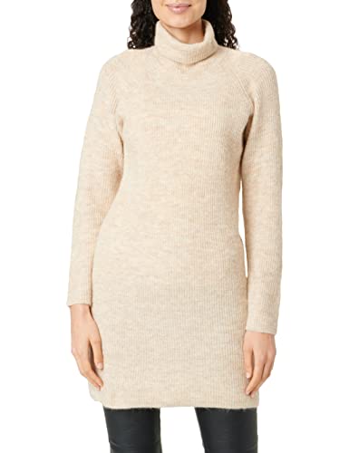 PIECES Damen Pcellen Ls High Neck Knit Dress Noos Bc, White Pepper, L von PIECES