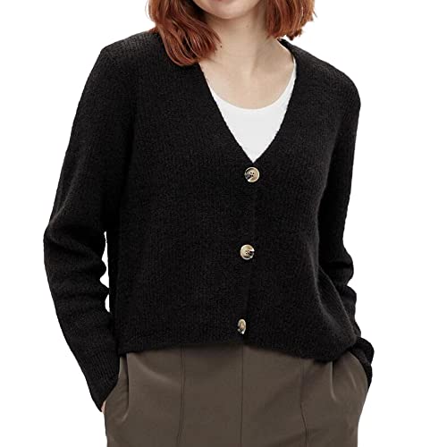 PIECES Damen Pcellen Ls Knit Cardigan Noos Bc, Schwarz, M von PIECES