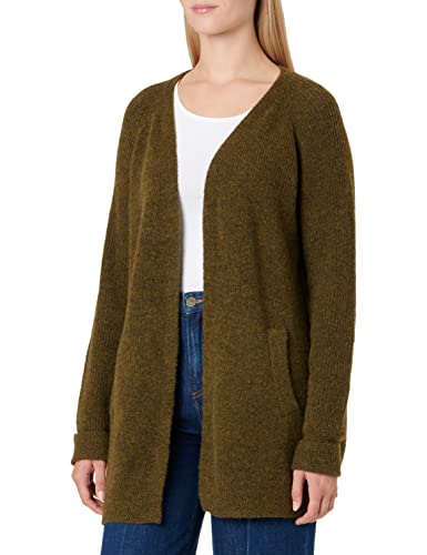 PIECES Damen Pcellen Ls Long Knit Cardigan Noos Bc Srickjacke, Dark Olive, L EU von PIECES