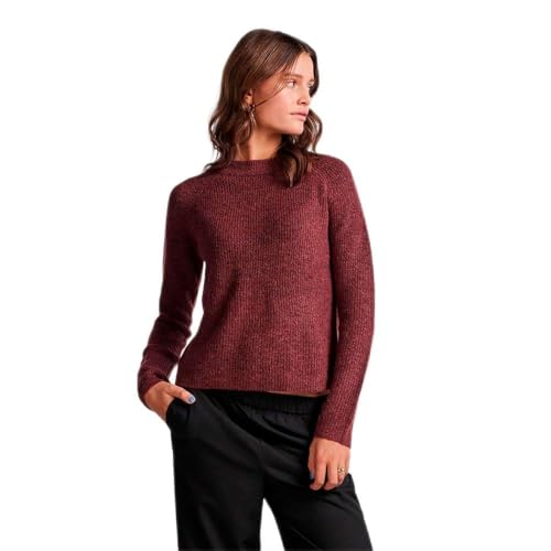 PIECES Damen Pcellen Ls O-Neck Knit Noos Bc, Tawny Port, M von PIECES