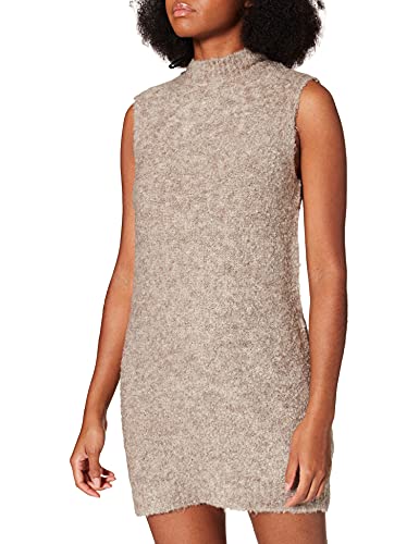 PIECES Damen Pcfree Sl O-neck Mini Knit Dress Bc, Silver Mink, L von PIECES