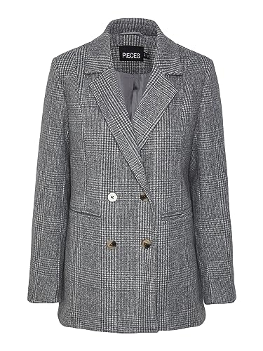 PIECES Damen Pchaven New Blazer Jacket, Magnet/Checks:melange, L von PIECES