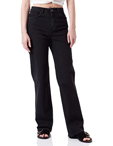 PIECES Damen Pcholly Hw Wide BLC Noos Bc Jeanshose, Black Denim, 25W / 32L EU von PIECES