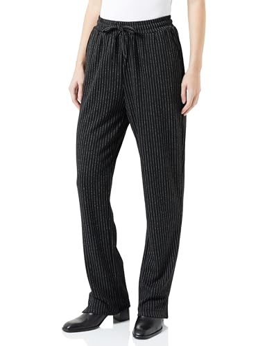 PIECES Damen Pcjannah Hw Pants, Black/Stripes:white Stripes, L von PIECES