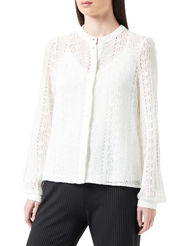 PIECES Damen Pcjia Ls Lace Shirt, Cloud Dancer, L von PIECES