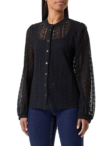 PIECES Damen Pcjia Ls Lace Shirt, Schwarz, M von PIECES