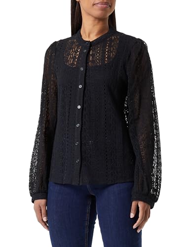 PIECES Damen Pcjia Ls Lace Shirt, Schwarz, S von PIECES
