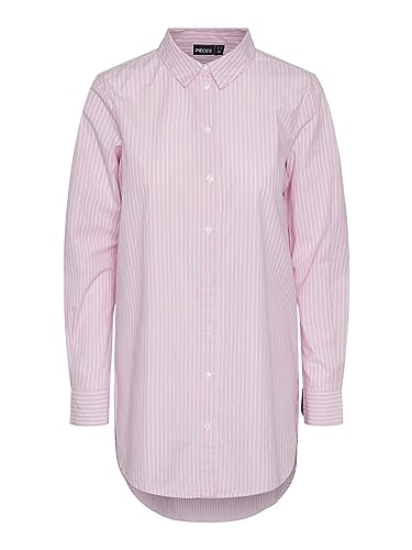 PIECES Damen Pcjiva Shirt Noos Bc Bluse, Begonia Pink/Stripes:Cloud Dancer, XS EU von PIECES