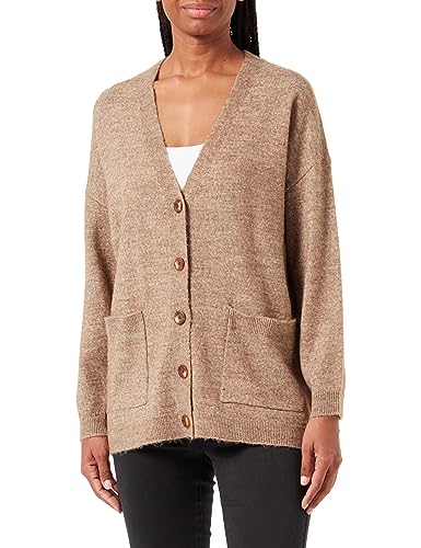 PIECES Damen Pcjuliana Ls Loose Knit Cardigan Noos Cp, Fossil, M von PIECES