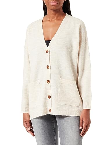 PIECES Damen Pcjuliana Ls Loose Knit Cardigan Noos Cp, Whitecap Gray,L von PIECES