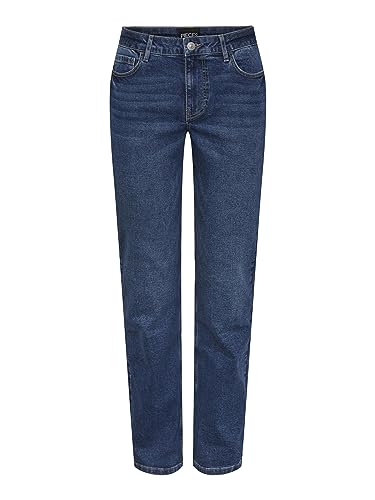 PIECES Damen Pckesia Mw Straight Mb Jeans Noos, Medium Blue Denim, 26W / 30L von PIECES