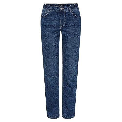 PIECES Damen Pckesia Mw Straight Mb Jeans Noos, Medium Blue Denim, 27W / 30L von PIECES