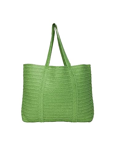 PIECES Damen Pcloma Straw Shopper Tasche, Poison Green, Einheitsgröße EU von PIECES