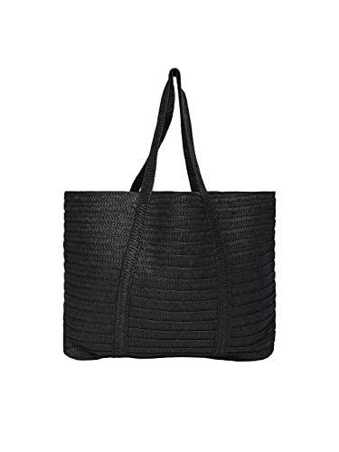 PIECES Damen Pcloma Straw Shopper Tasche, Schwarz, Keine Angabe EU von PIECES